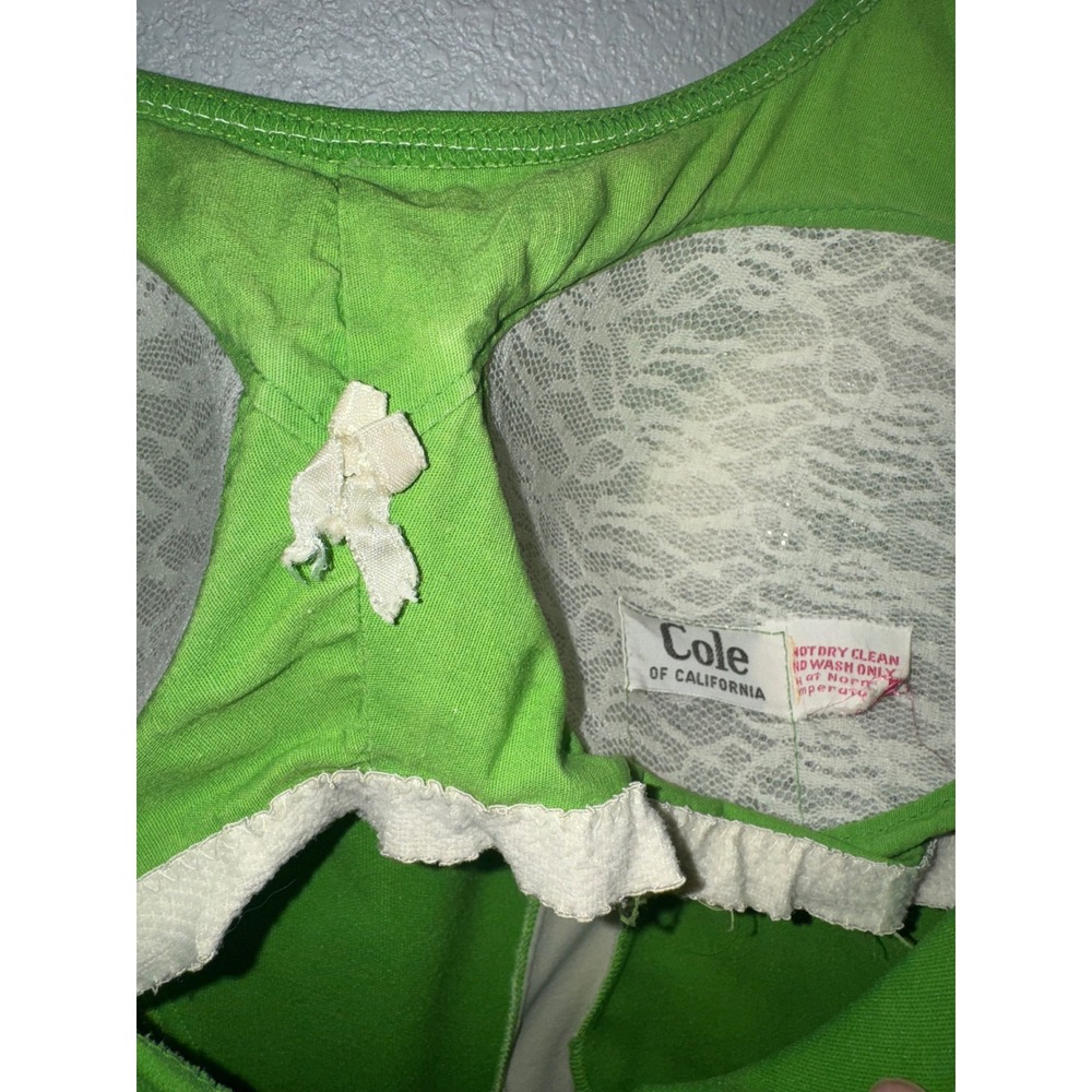 Green and White One-Piece Swim Suit - Picture 4 of 6